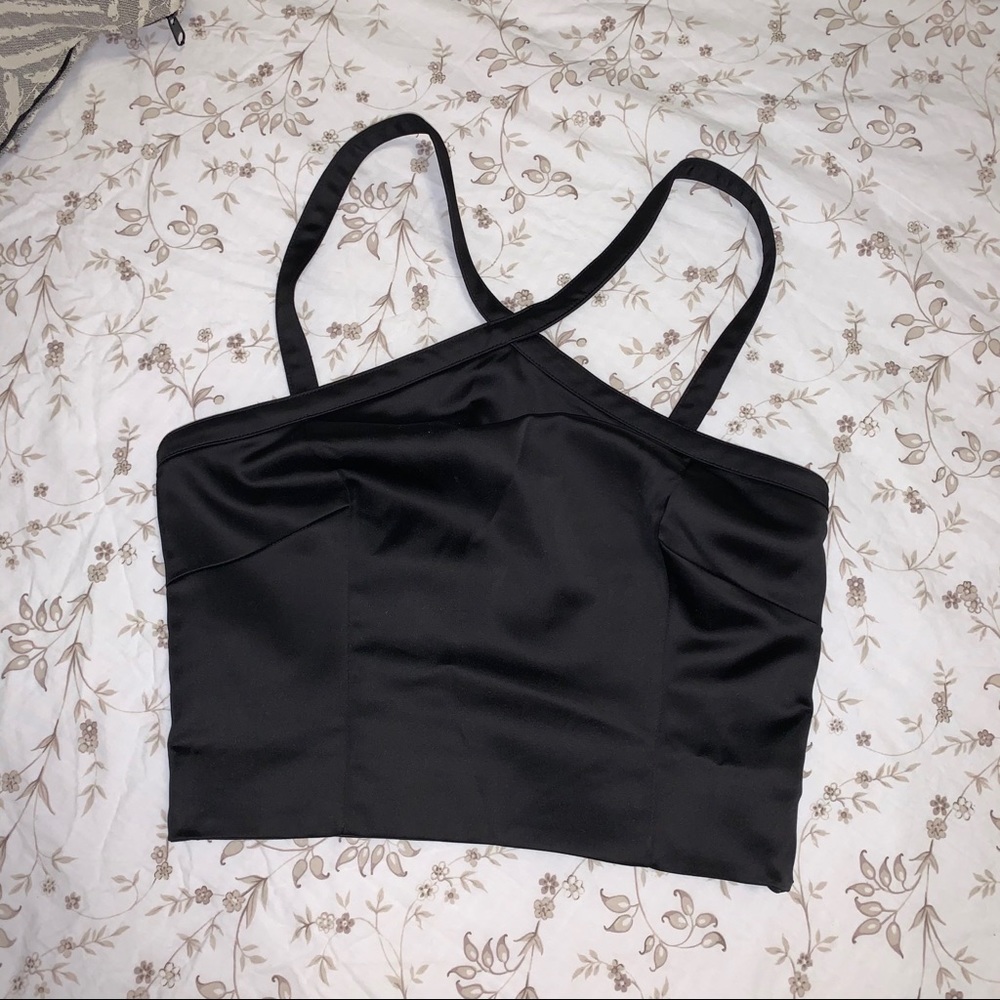 ASOS halter crop satin top